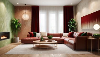 modern living room with fireplace