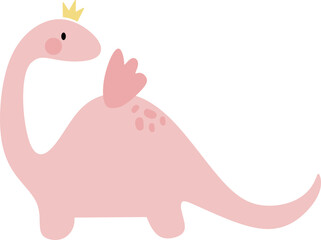 Pink Fairy Dinosaur Cartoon Graphic