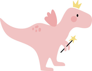 Pink Fairy Dinosaur Cartoon Graphic ©  Dottie Digitals