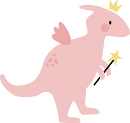 Pink Fairy Dinosaur Cartoon Graphic
