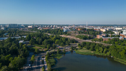 Helsinki city capital fo Finland. These drone photos capture the beautiful city of Helsinki from the sky, showcasing its stunning architecture, vibrant cityscape, and the harmonious blend of modernity