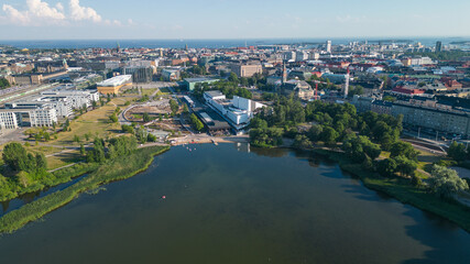 Helsinki city capital fo Finland. These drone photos capture the beautiful city of Helsinki from the sky, showcasing its stunning architecture, vibrant cityscape, and the harmonious blend of modernity