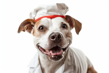 Fototapeta premium Happy Dog wearing Nurse costumes, studio lighting, isolated on white background, stock photographic style
