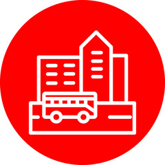 Urban Tourism Vector Line White Circle Red