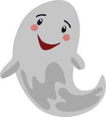 Funny ghost vector illustration. Halloween scary and friendly character