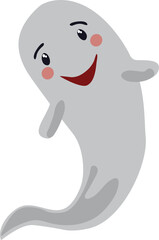 Funny ghost vector illustration. Halloween scary and friendly character