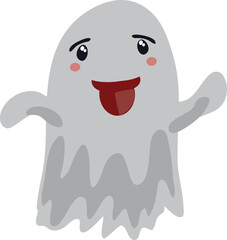 Funny ghost vector illustration. Halloween scary and friendly character