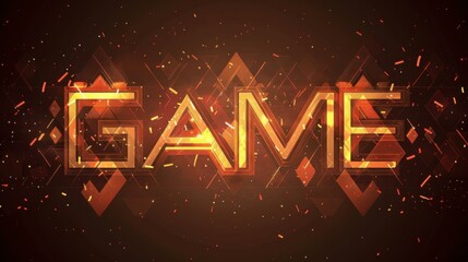 Futuristic Neon Game Text with Geometric Background for Gaming Promotions