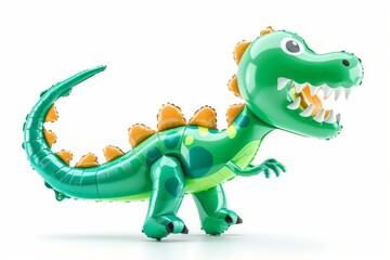 Fototapeta premium A colorful balloon dinosaur brings excitement to the back to school celebration, adding a touch of adventure to the day. Its sharp teeth and long tail make it a standout decoration.