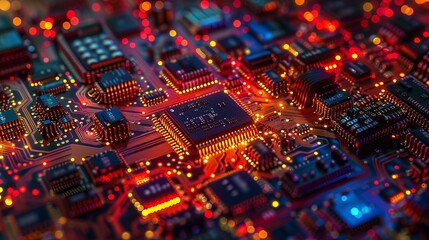 Obraz premium Close Up of Illuminated Circuit Board