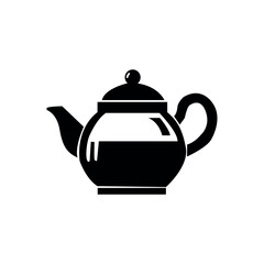Teapot silhouette icon vector simple illustration design, black and white on white background.