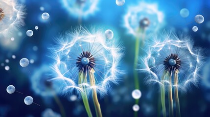 dandelion on blue background