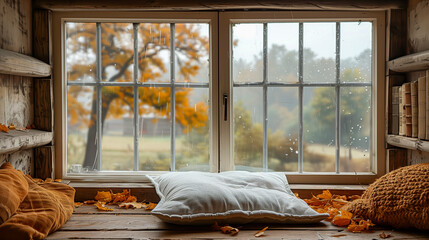 Charming reading alcove with a pillows