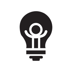 Bulb silhouette icon on white background. Black technology symbol. Electric lamp, Vector Flat design.
