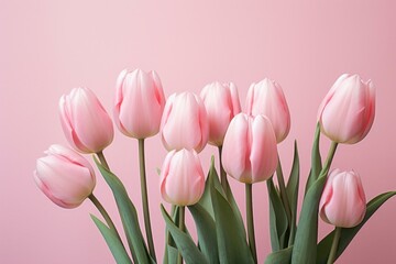Fototapeta premium Sleek Pink tulips. Tulip flower bouquet. Generate Ai