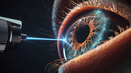 A closeup look of eye with a ray of light entering in it 