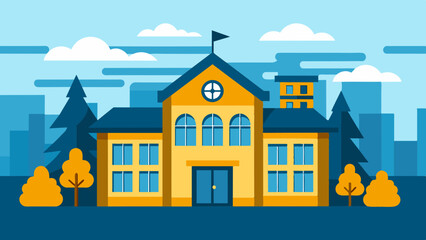 School Building Vector Illustration Capturing Educational Excellence