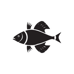 Black fish silhouette collection. Set of black fish icons. Vector fish silhouette