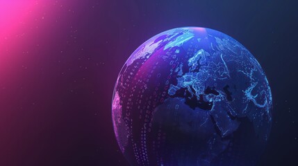 Obraz premium Digital Earth with Binary Code