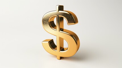 Obraz premium Golden Dollar Sign on White Background for Financial and Business Concepts