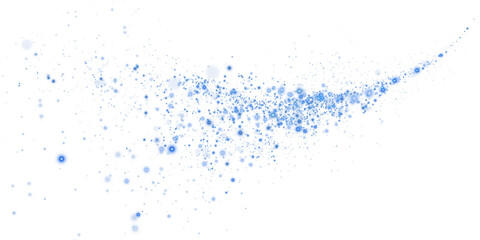 Magic shining blue dust. Christmas background. Powder dust light PNG. Fine, shiny dust bokeh particles fall off slightly. Fantastic shimmer effect. PNG.