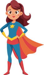 Fototapeta premium Illustration of Confident Female Superhero in Costume