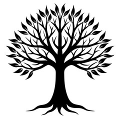 Tree Silhouette Vector Illustration Isolated on White Background
