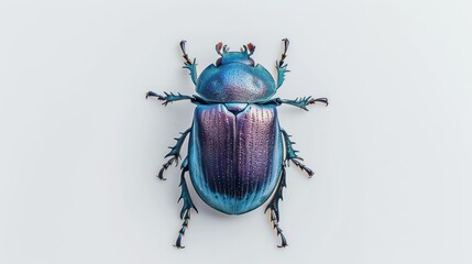 A scarab beetle captured in shimmering watercolor brilliance, reflecting its ancient symbolism, isolate on white background with copy space