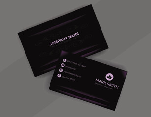 Luxury business card design template. Elegant dark back background