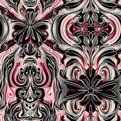 Dark and Mysterious Art Nouveau Pattern with Ornate Floral Elements