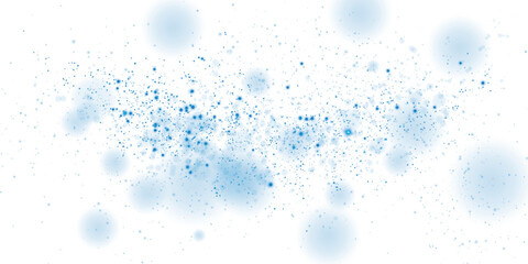 Magic shining blue dust. Christmas background. Powder dust light PNG. Fine, shiny dust bokeh particles fall off slightly. Fantastic shimmer effect. PNG.