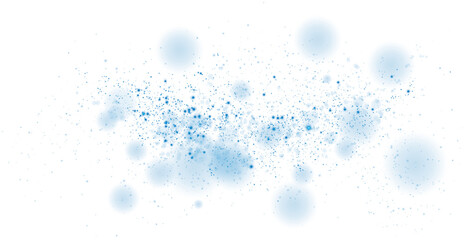 Magic shining blue dust. Christmas background. Powder dust light PNG. Fine, shiny dust bokeh particles fall off slightly. Fantastic shimmer effect. PNG.