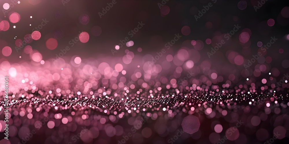 Poster low poly dark background with glowing particles connecting dots and bokeh effect. concept low poly a