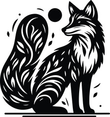 Fox Silhouette, Fox Vector Isolated On White Background Illustration