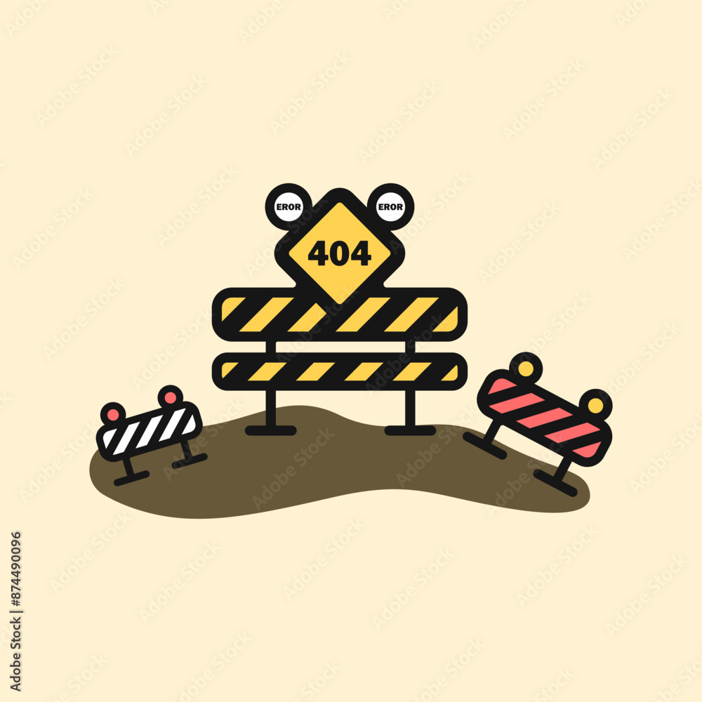 Aufkleber road warning sign vector. 404 error icon. error sign in construction style. an icon for an error on 