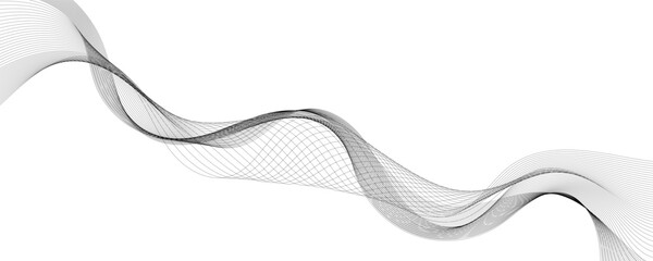 Abstract vector banner with grey wavy lines
