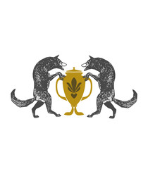 Wolfs logo design silohoutte template 