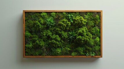 Vertical Garden Wall Art with Lush Green Plants Displayed in a Wooden Frame for Modern Interior Decor