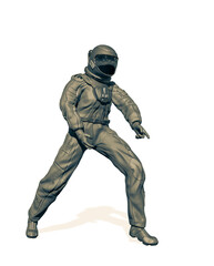 astronaut found something on white background