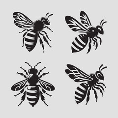 Bee silhouette vector illustration