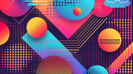 Colorful Retro Design with Geometric Shapes