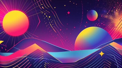 Bold and Bright Retro Geometric Design