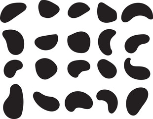 Blob shape organic, vector illustration set.  Liquid silhouette drop in modern style. Collection from abstract forms for design and paint. isolated on white background. Flat vector