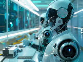 Fototapeta premium Advanced robots working in high-tech lab