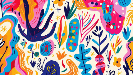 Whimsical Design with Bright Colors and Doodles