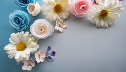 Creative flower concept background or wallpaper. Flower decoration. Flower arrangements. copy space . flat lay.