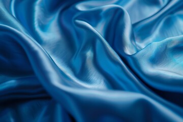 Obraz premium Silky blue fabric with smooth curves and folds, creating a luxurious and flowing texture. Close-up view highlights sheen and softness.