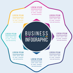 Obraz premium Infographic business design 8 steps, objects, elements or options business information circle infographic template