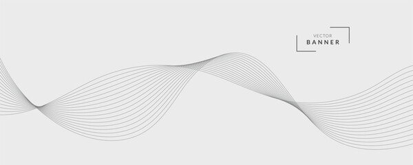 Abstract vector banner with grey wavy lines
