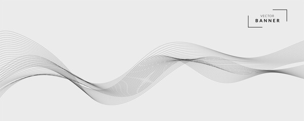 Abstract vector banner with grey wavy lines
